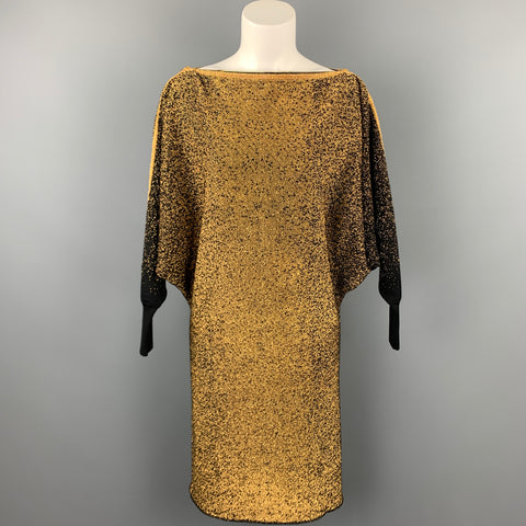 JEAN PAUL GAULTIER Taille XS Robe droite en laine métallisée or et noir
