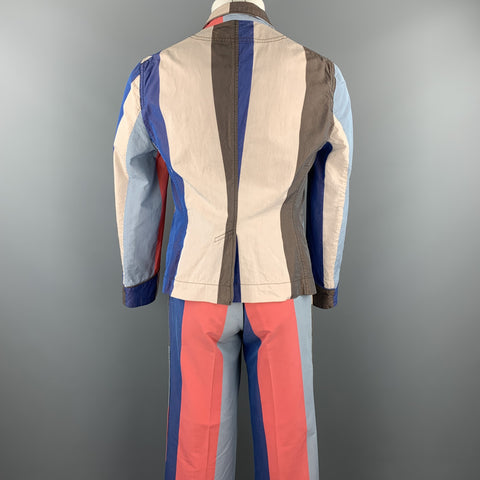 VIVIENNE WESTWOOD SS 2000 Size 40 Multi-Color Vertical Stripe Cotton Silk Suit