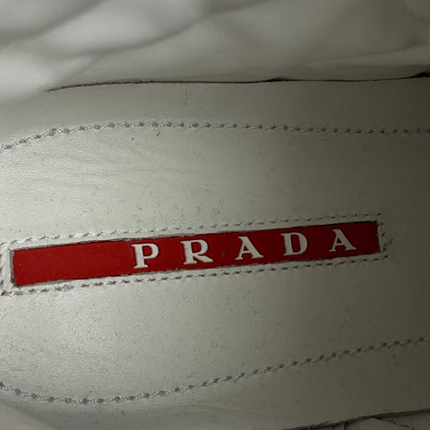 PRADA Size 10 Off White Quilted Leather High Top Sneakers