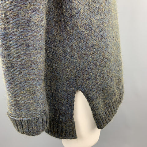 JIL SANDER Size 10 Blue & Green Cashmere Blend Chunky Oversized Cardigan