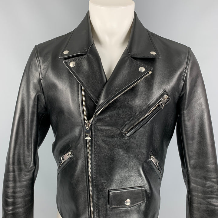 BOTTEGA VENETA by DANIEL LEE Pre-Fall 2019 Size 40 Black Calf Leather Biker Jacket