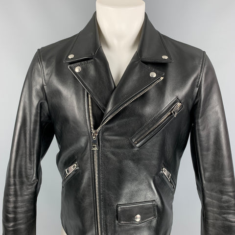 BOTTEGA VENETA by DANIEL LEE Pre-Fall 2019 Size 40 Black Calf Leather Biker Jacket