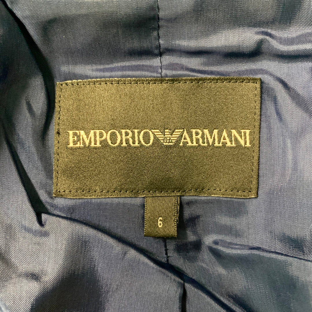EMPORIO ARMANI Size 6 Blue Viscose & Silk Solid Blazer