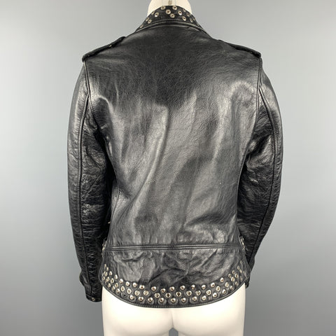 SCHOTT Chaqueta motera de cuero con tachuelas, edición limitada, talla S, color negro