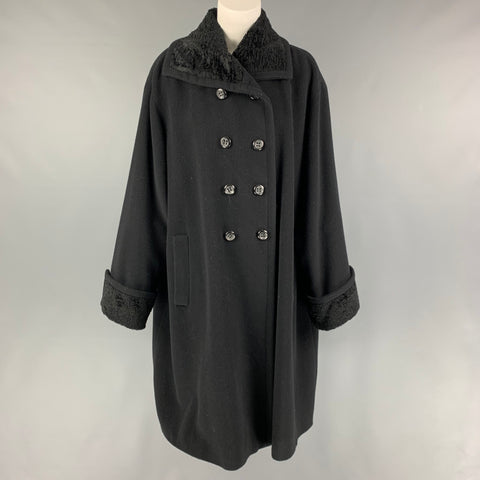 BYBLOS Size 4 Black Wool Double Breasted Coat