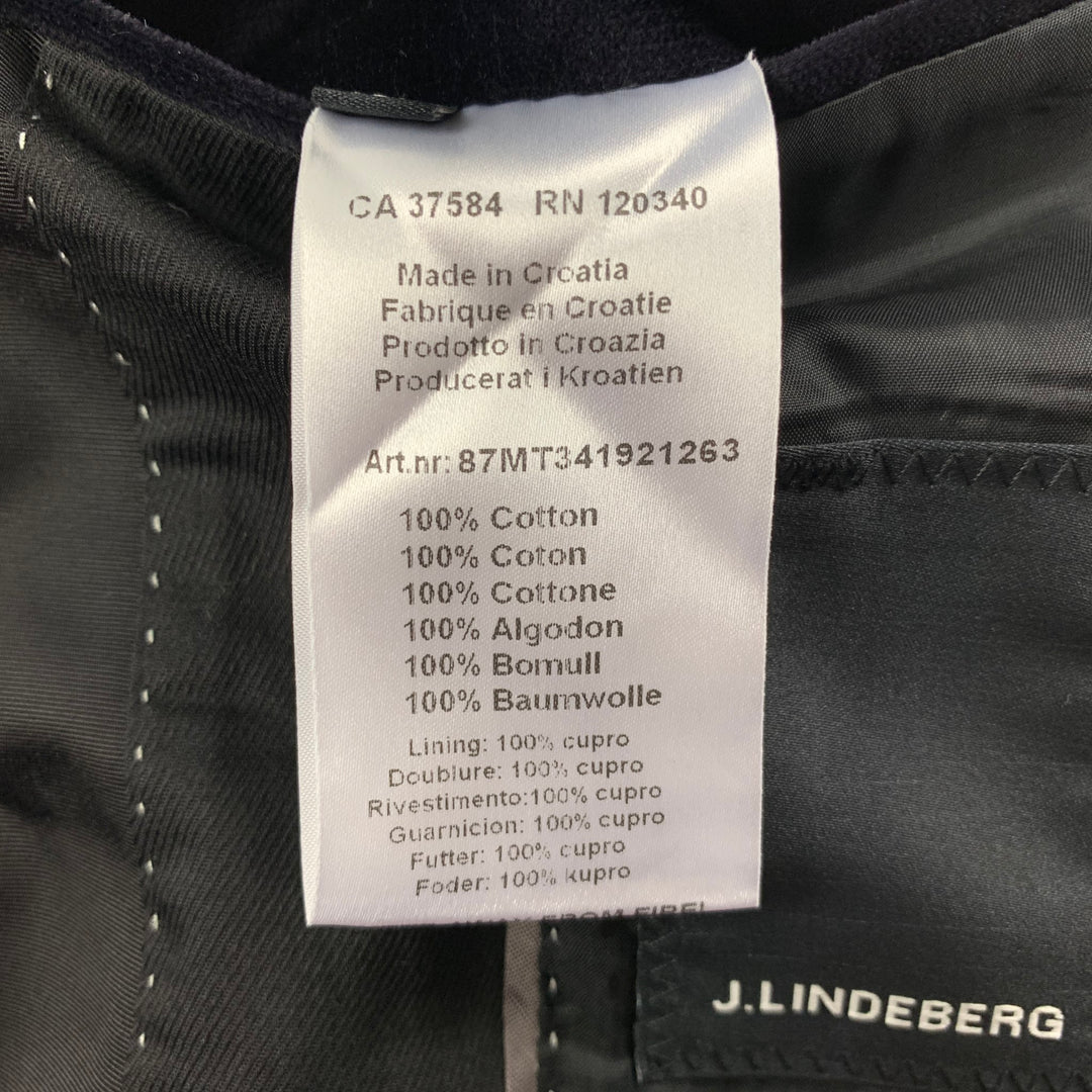 J. LINDEBERG Size 42 Dark Purple Cotton Velvet Shawl Collar Sport Coat