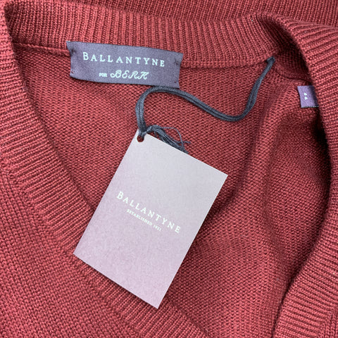 BALLANTYNE Size XL Burgundy Cashmere V-Neck Sweater Vest