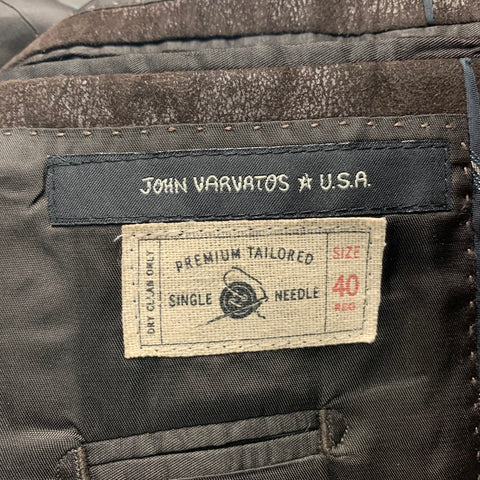 JOHN VARVATOS Size 40 Brown Polyester Single Breasted Jacket