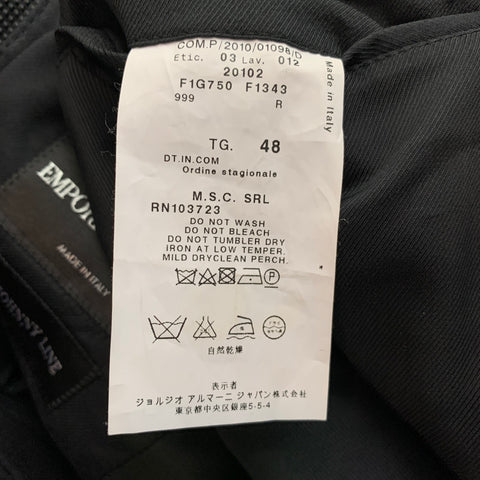EMPORIO ARMANI Size 38 Black Textured Wool Blend Notch Lapel Sport Coat
