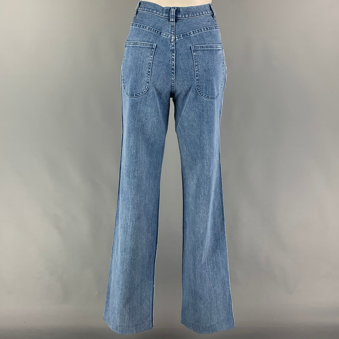 A.P.C. Size 27 Blue Cotton Polyurethane Wide Leg Jeans
