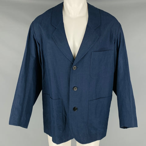 VISVIM -New Hope II- Abrigo deportivo con solapa de muesca de lino azul marino talla M