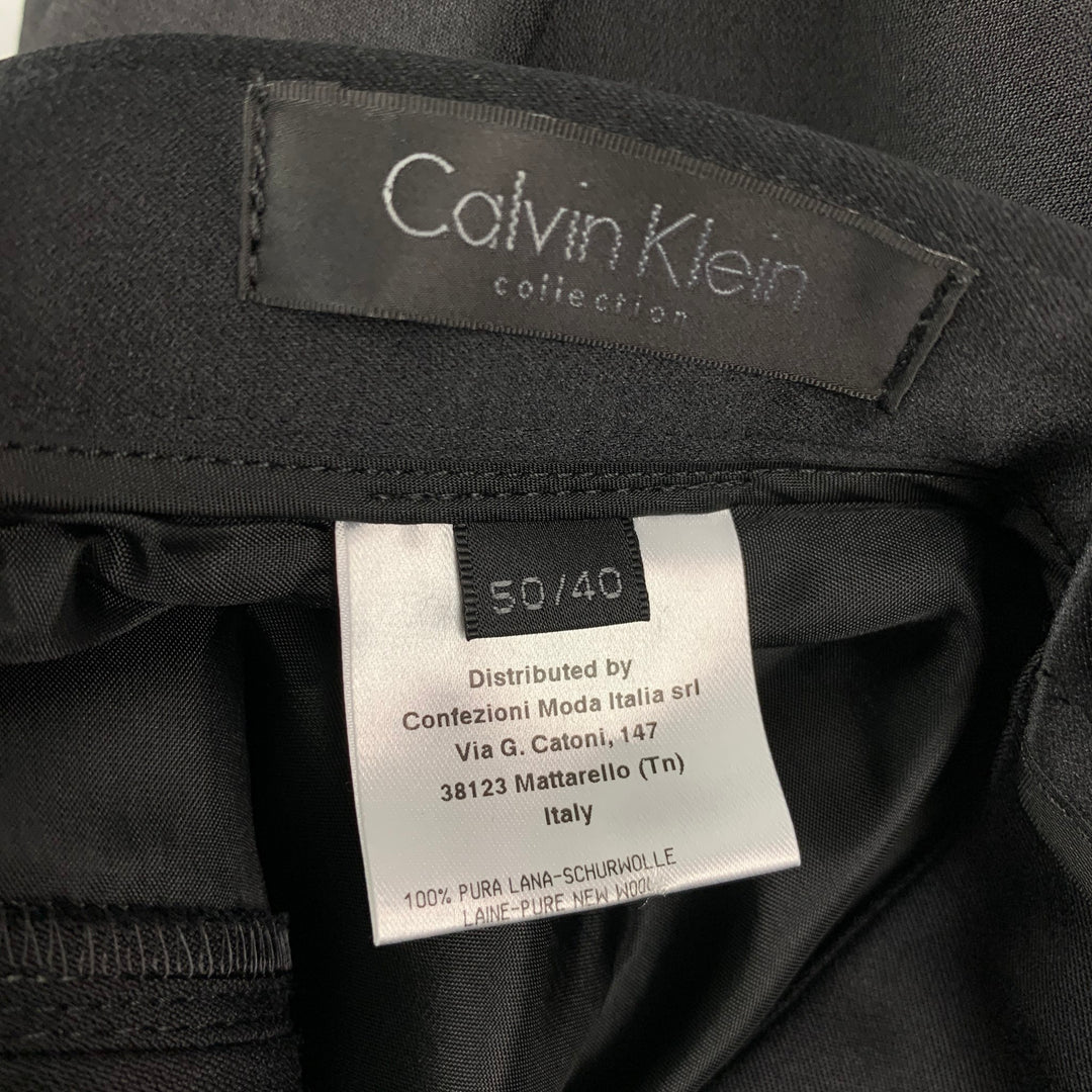 CALVIN KLEIN COLLECTION Size 32 Black Wool Tuxedo Dress Pants