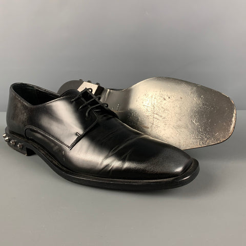 JIMMY CHOO Size 9.5 Black Grey Ombre Leather Lace Up Shoes