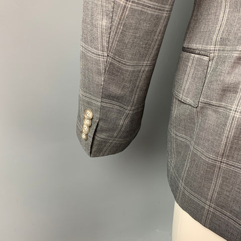 TOM FORD Taille 40 Manteau de sport à revers en laine à carreaux gris