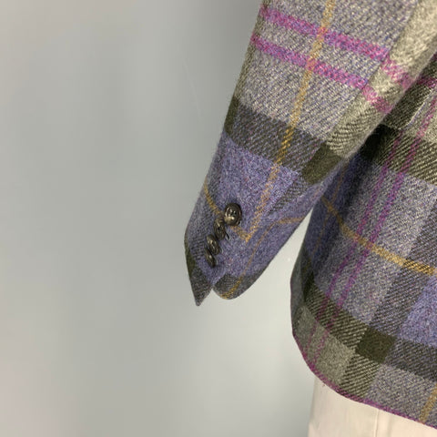 WINGTIP Size 42 Purple Grey Plaid Wool Sport Coat