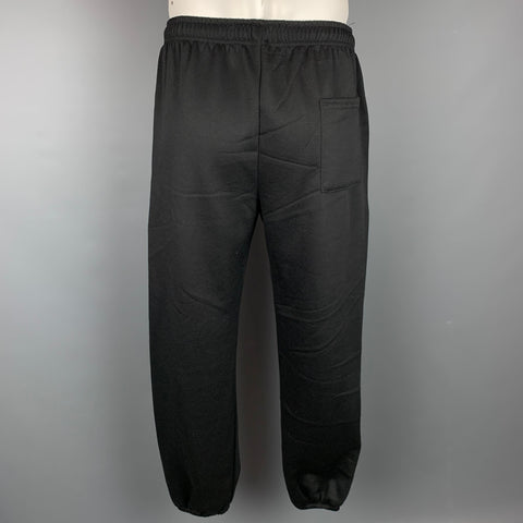 MARK McNAIRY Talla L Pantalones deportivos de algodón con estampado negro y amarillo