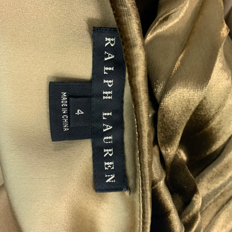 RALPH LAUREN Black Label Size 4 Gold Viscose Silk Pleated Skirt