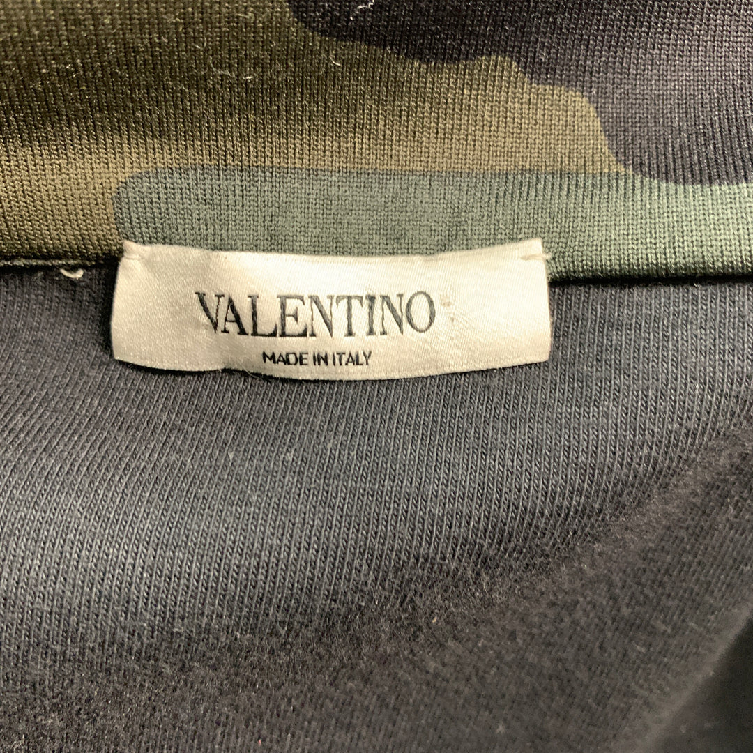 VALENTINO Size XL Green Brown Camo Polyamide Cotton Jacket