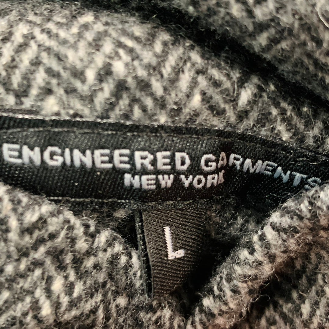 ENGINEERED GARMENTS Talla L Chaleco de mezcla de lana en espiga gris claro gris