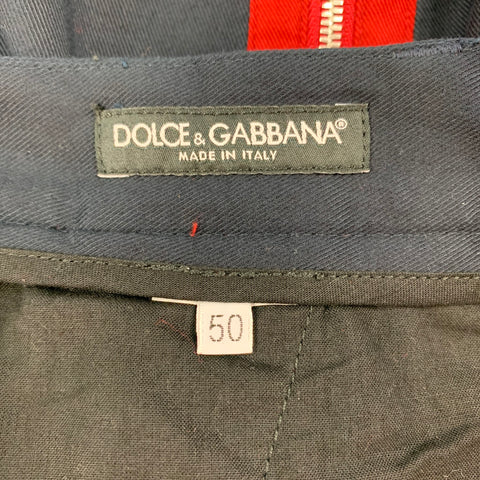 DOLCE & GABBANA Size 34 Navy & Red Stripe Flat Front Casual Pants