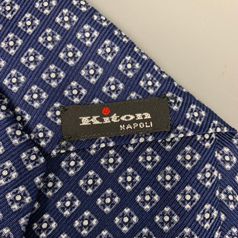 KITON Blue & Light Blue Square Print Tie
