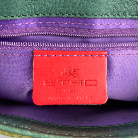 ETRO Green Mixed Leathers Top Handles Handbag
