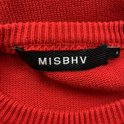 MISBHV Taille S Pull en coton/acrylique en détresse rouge et noir