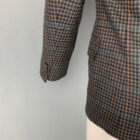 LUCIANO BARBERA Size 38 Grey Houndstooth Wool Sport Coat