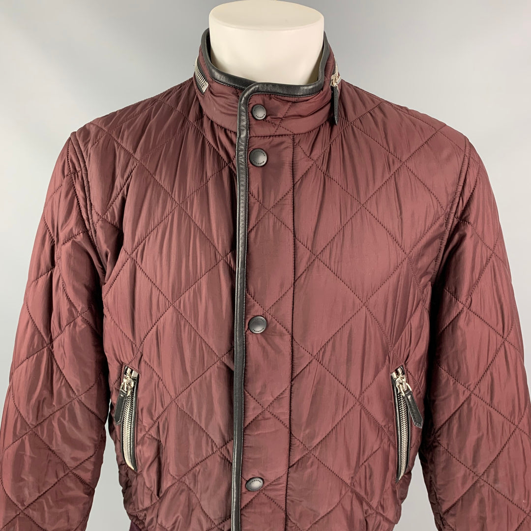 BURBERRY PRORSUM Spring 2016 Size 42 Burgundy Quilted Polyamide