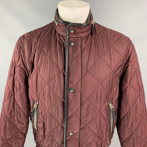 BURBERRY PRORSUM Spring 2016 Size 42 Burgundy Quilted Polyamide Bomber Jacket