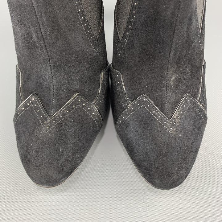 ALAIA Size 7 Black Suede Heeled Pointed Ankle Booties