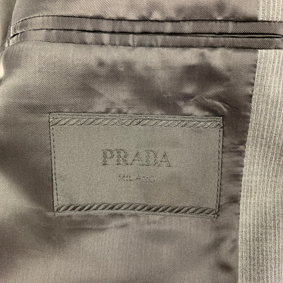 PRADA Size 40 Grey Silver Pinstripe Virgin Wool Silk Suit