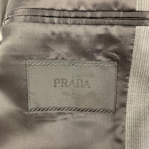 PRADA Taille 40 Costume en soie et laine vierge à fines rayures argentées gris