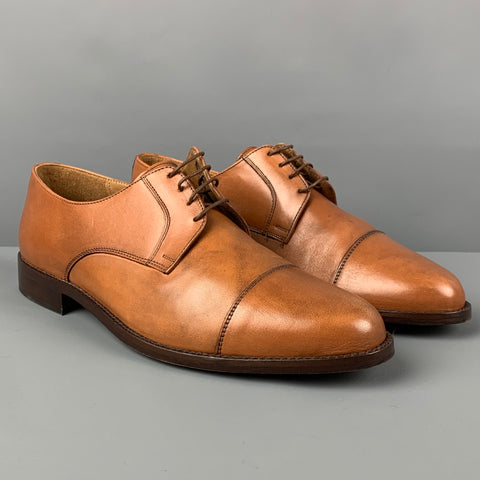 TO BOOT NY Size 10.5 Tan Antique Leather Cap Toe Lace Up Shoes