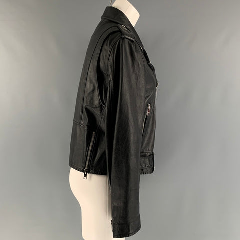 CELINE Size 8 Black Calf Motorcycle Jacket