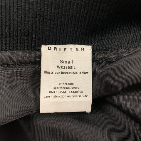 DRIFTER Size S Black & Silver Floral Polyester / Rayon Illustrious Reversible Bomber Jacket