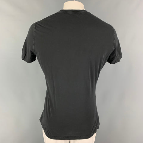 DSQUARED2 Size XXL Black Red Logo Cotton Crew-Neck T-shirt