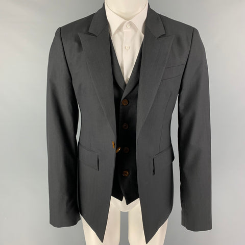 VIVIENNE WESTWOOD MAN Size 40 Charcoal Wool Peak Lapel Sport Coat