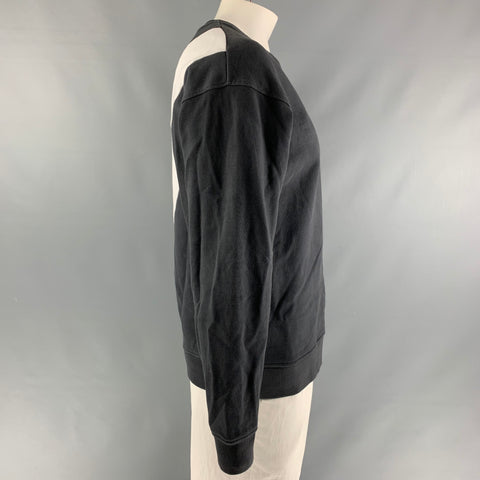 ATF Size L Charcoal White Color Block Cotton Crew-Neck Sweatshirt