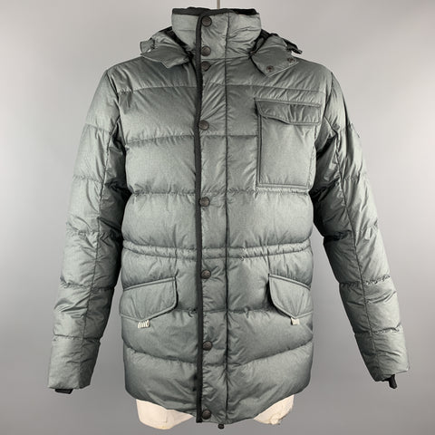 KJUS Size L Slate Quilted Polyester Zip & Snaps Jacket