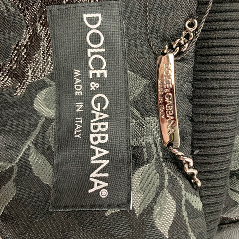 DOLCE & GABBANA Spring 2022 Size 36 Black Metallic Floral Bomber Jacket