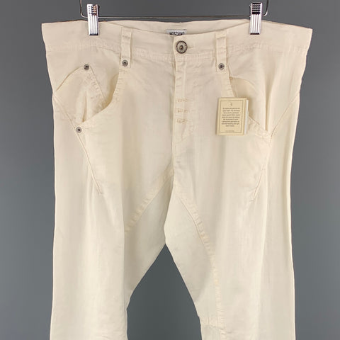 MOSCHINO JEANS Taille 32 x 31 Pantalon décontracté en lin uni blanc