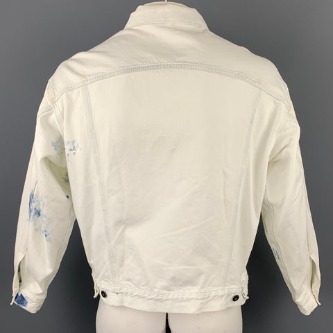 LEVI'S MADE & CRAFTED Big E Size M White Bleached Denim Trucker Jacket