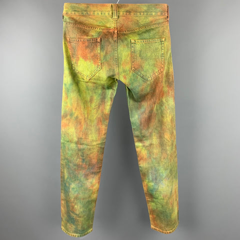 THE PEOPLE OF THE LABYRINTHS Vaqueros con bragueta de botones en denim teñido multicolor Talla M