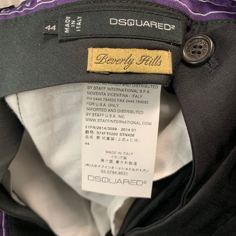 DSQUARED2 Size 28 Black Solid Silk Tuxedo Dress Pants