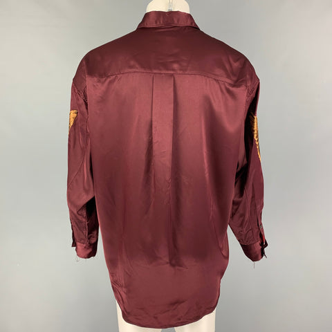 CHRISTIAN DADA FW 19 Size 38 Burgundy Brown Embroidery Viscose Long Sleeve Shirt