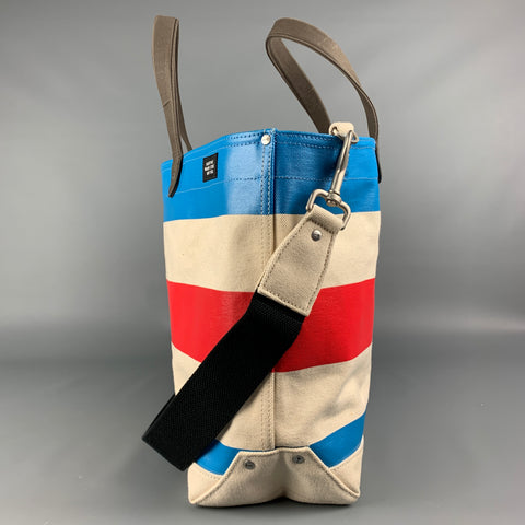 JACK SPADE Multi-Color Stripe Cotton Canvas Tote Bag