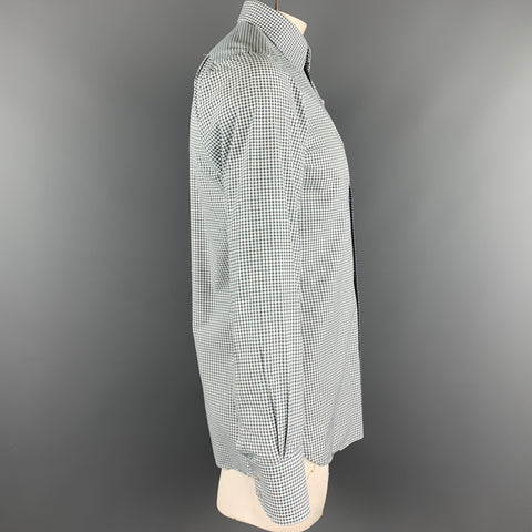 TOM FORD Size M White & Green Checkered Cotton Button Up Long Sleeve Shirt