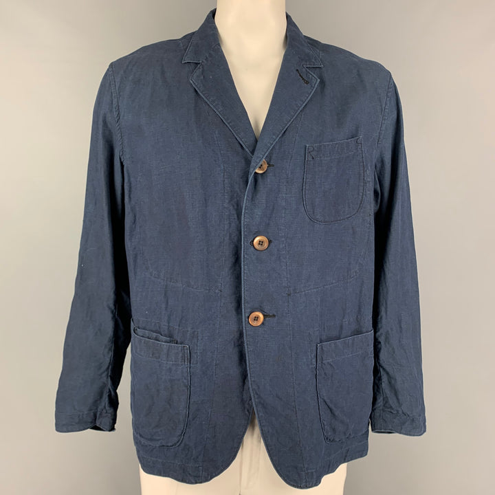 45rpm Size XL Navy Linen Notch Lapel Sport Coat