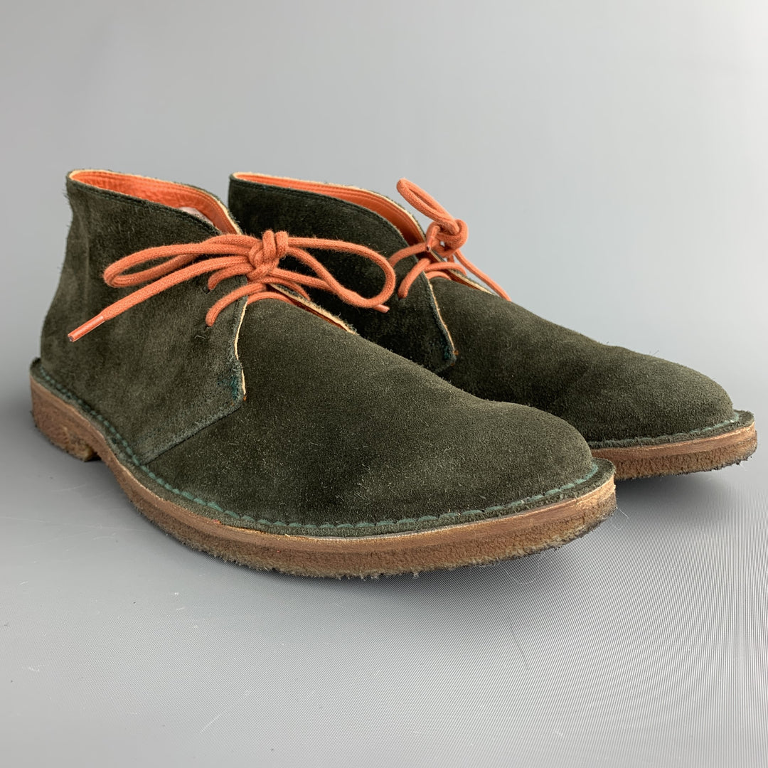 RALPH LAUREN Size 8.5 Forest Green Suede Lace Up Boots